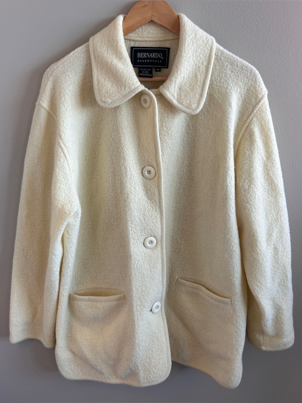 Vintage Bernardo Boiled Wool Coatigan Jacket Butter Yellow Minimalist M